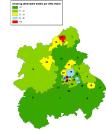 Smoking attributable mortality in males by PCT in the West Midlands (1998-2004) <sup>(3)</sup>, pre 2006 boundaries