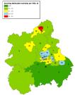 Smoking attributable mortality in all persons by PCT in the West Midlands (1998-2004) <sup>(3)</sup>, pre 2006 boundaries